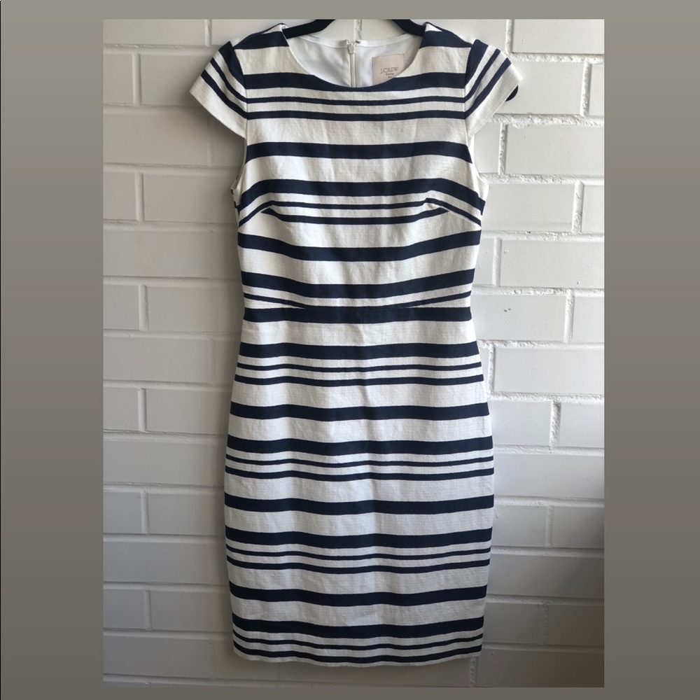 J. Crew Suiting striped short-sleeve midi dress